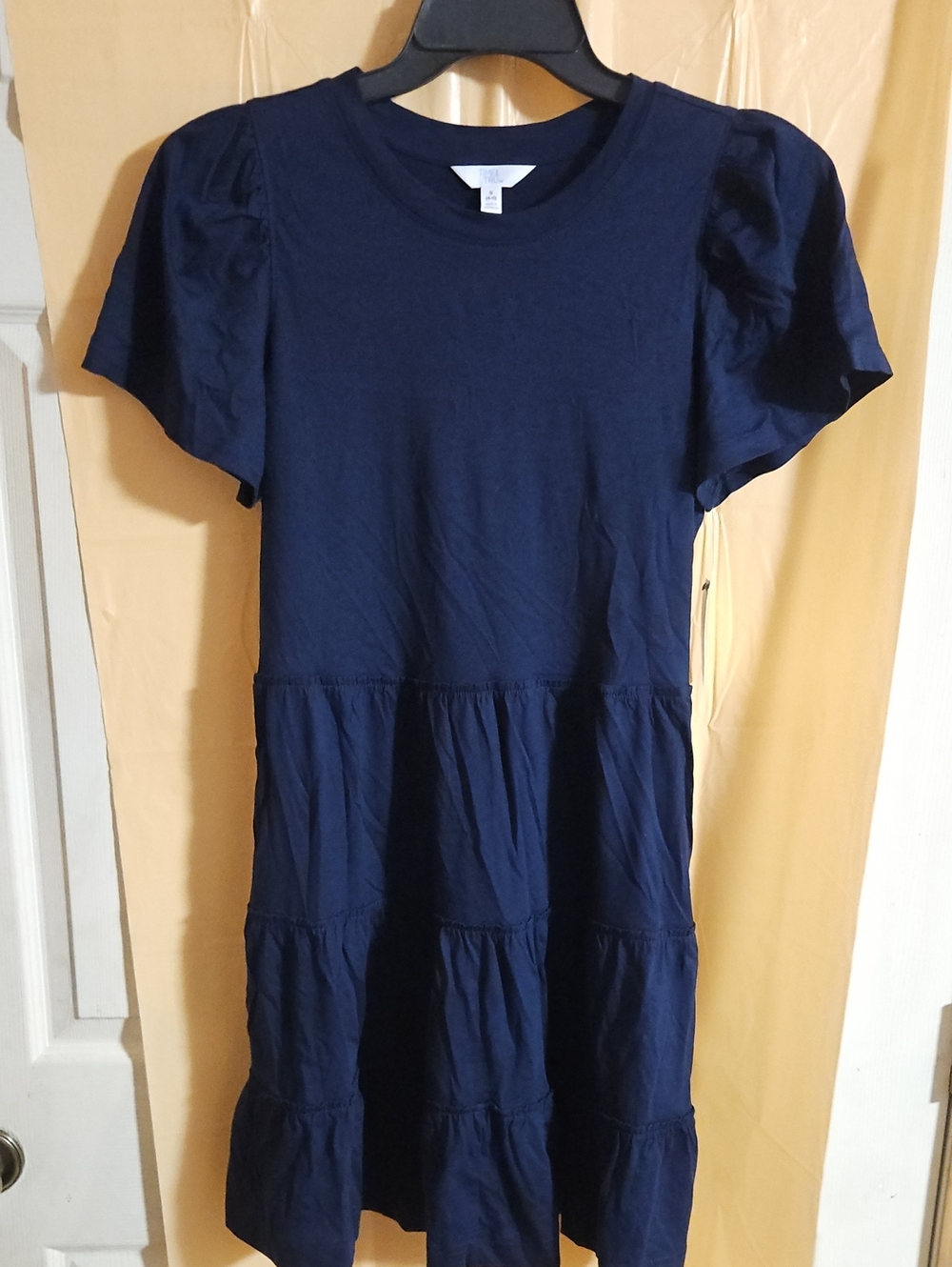 TIME AND TRU FLOUNCE DRESS: NAVY: NEW WITH TAGS: SIZE S (4-6)
